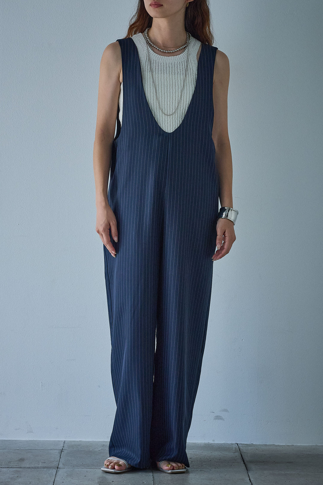 [予約]ツイルUネックオールインワン