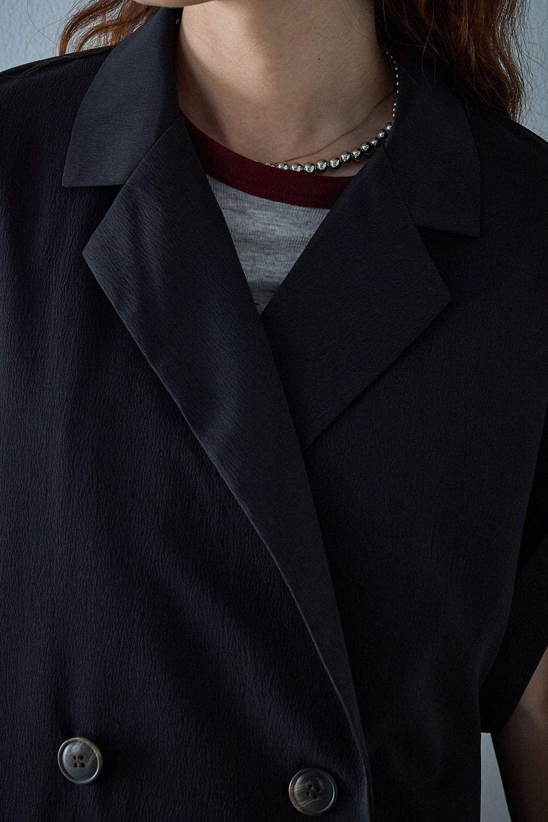 [予約/SET]クレープノースリーブダブルジレ+シアーリンガーロゴT(2set)