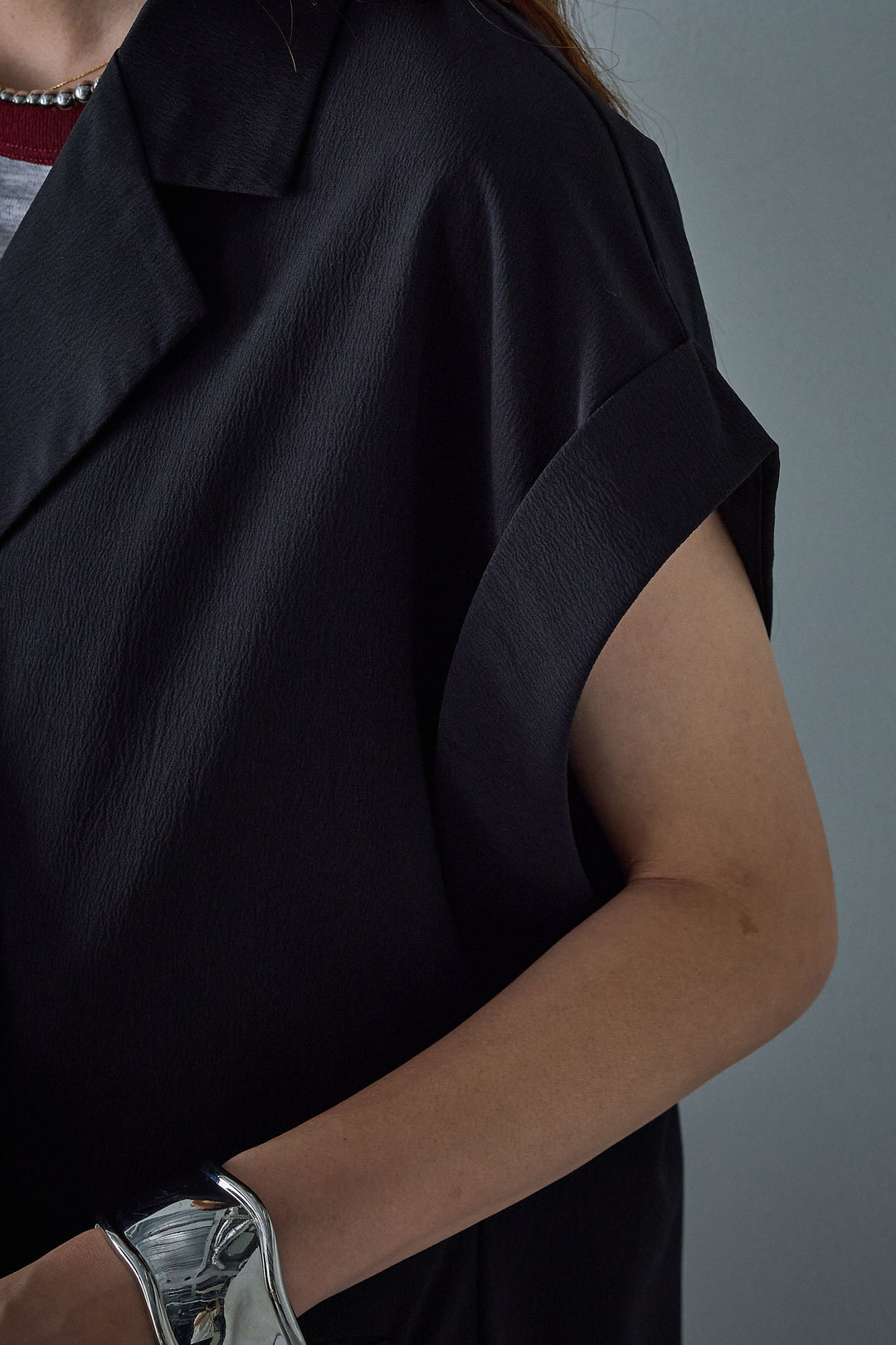 [予約/SET]クレープノースリーブダブルジレ+裏毛ワイドパンツ(2set)