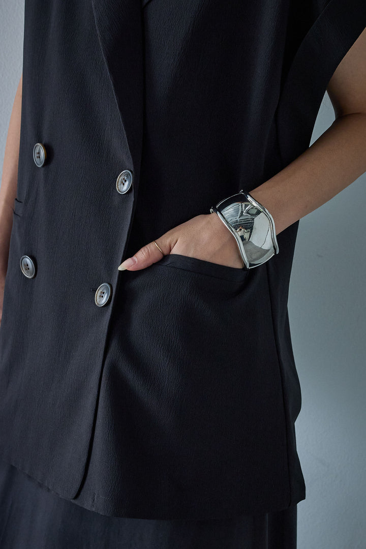 [予約]クレープノースリーブダブルジレ