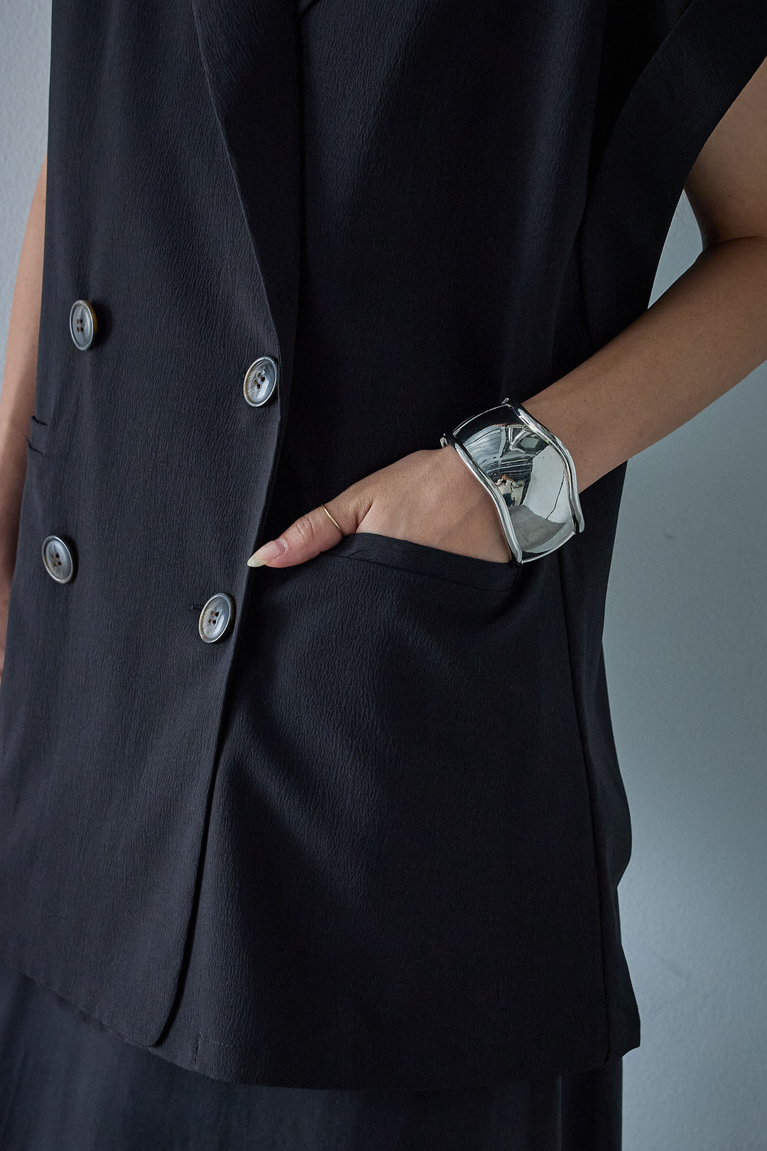 [予約/SET]クレープノースリーブダブルジレ+裏毛ワイドパンツ(2set)