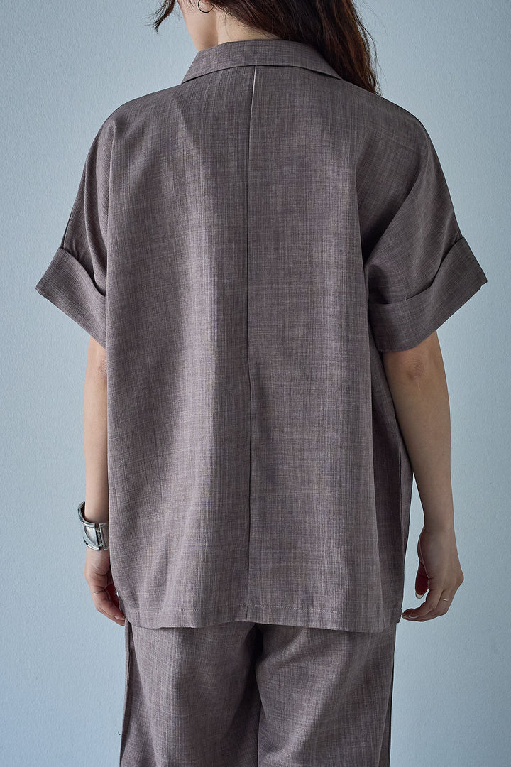 [予約/SET]サマースラブツイードハーフスリーブテーラードジャケット+サマースラブツイードタック入りワイドパンツ(2set)