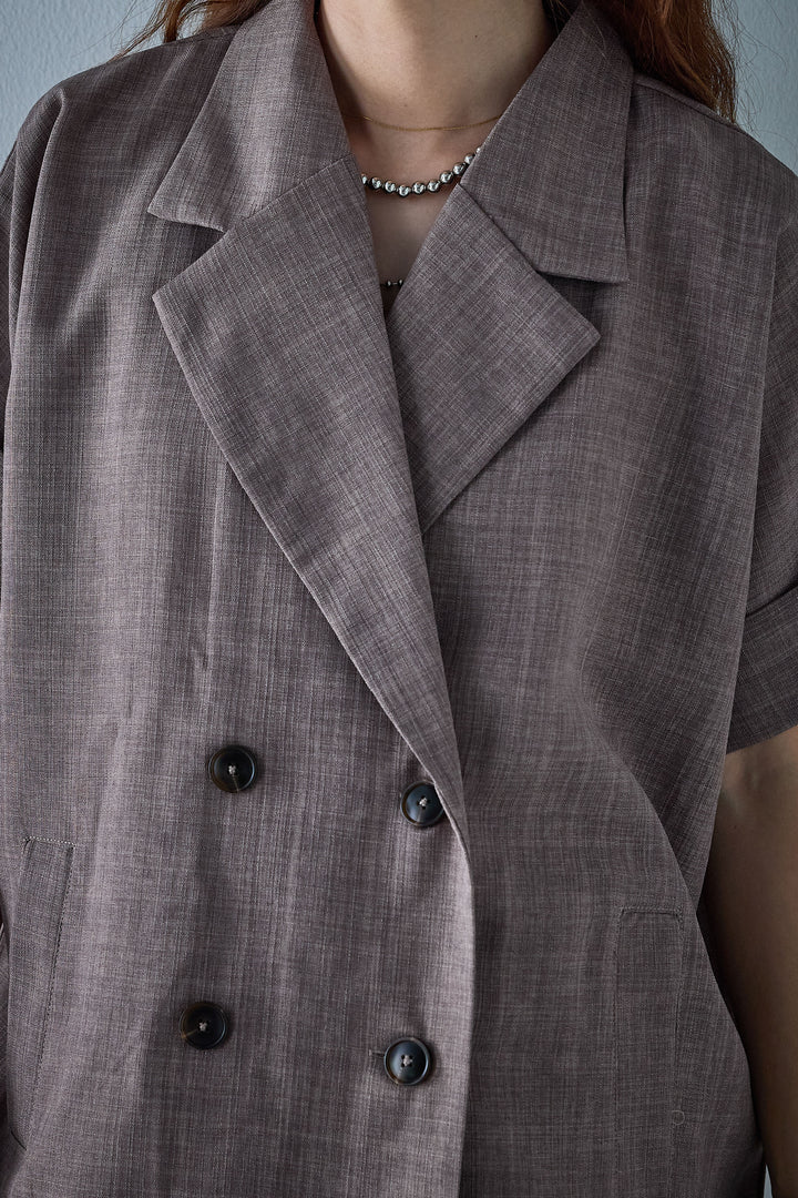 [予約/SET]サマースラブツイードハーフスリーブテーラードジャケット+サマースラブツイードタック入りワイドパンツ(2set)