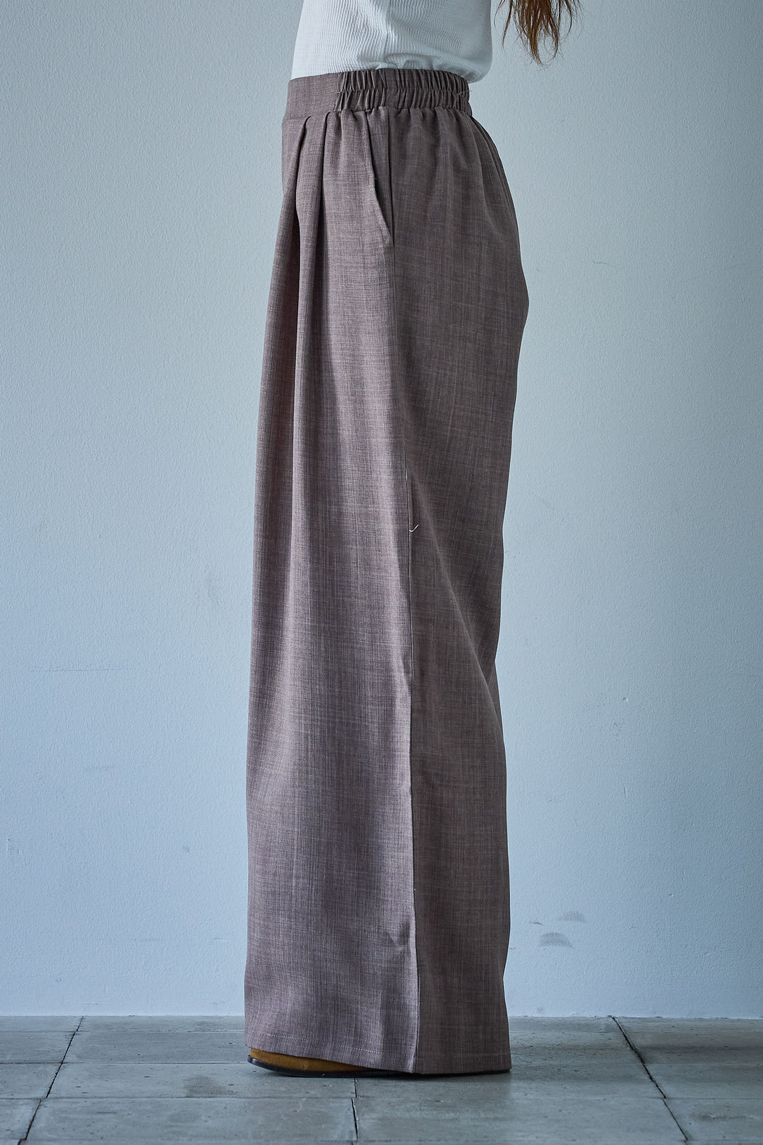 [予約]サマースラブツイードタック入りワイドパンツ