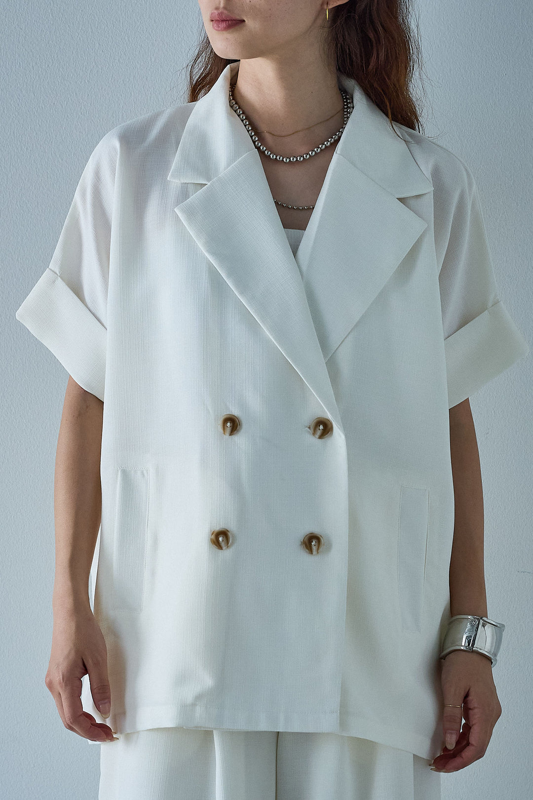 [予約]サマースラブツイードハーフスリーブテーラードジャケット