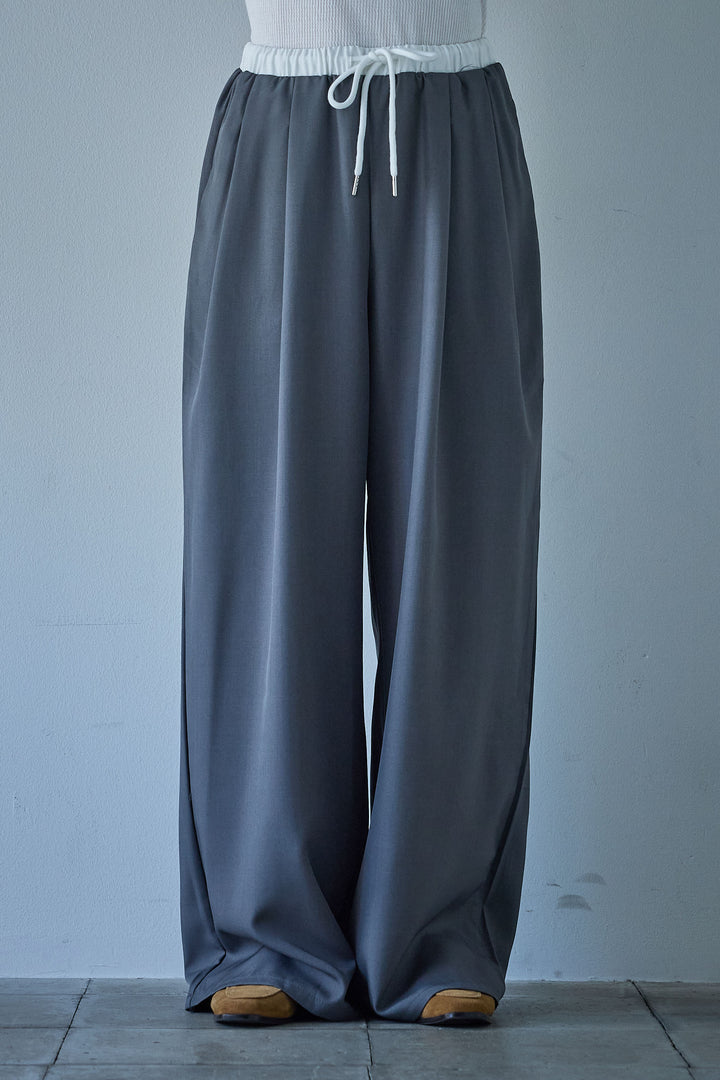 [予約]ダブルウエストゴムワイドパンツ