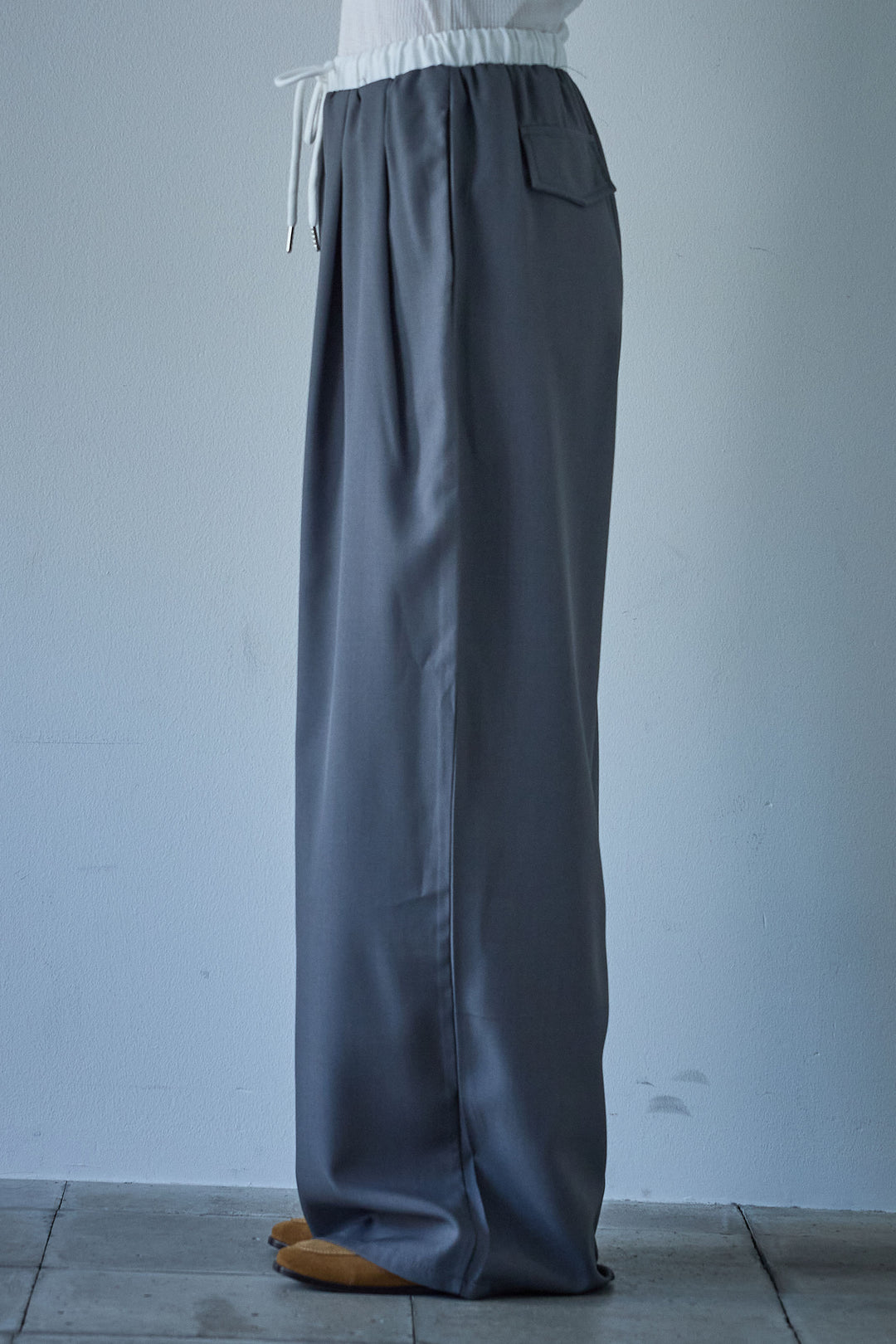 [予約]ダブルウエストゴムワイドパンツ