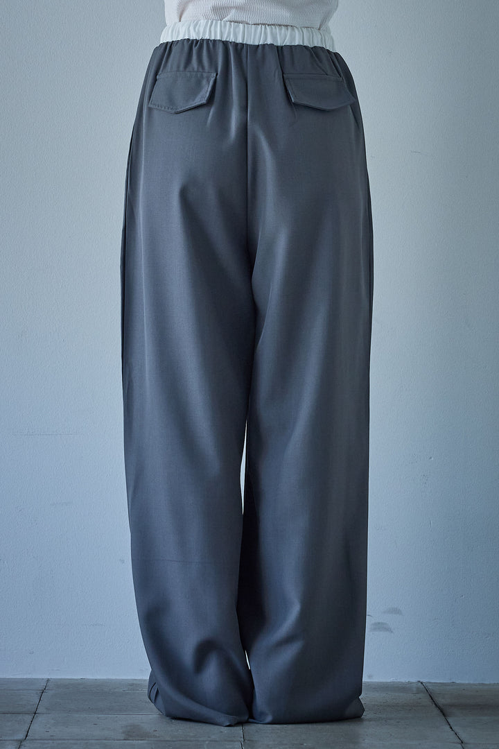 [予約]ダブルウエストゴムワイドパンツ