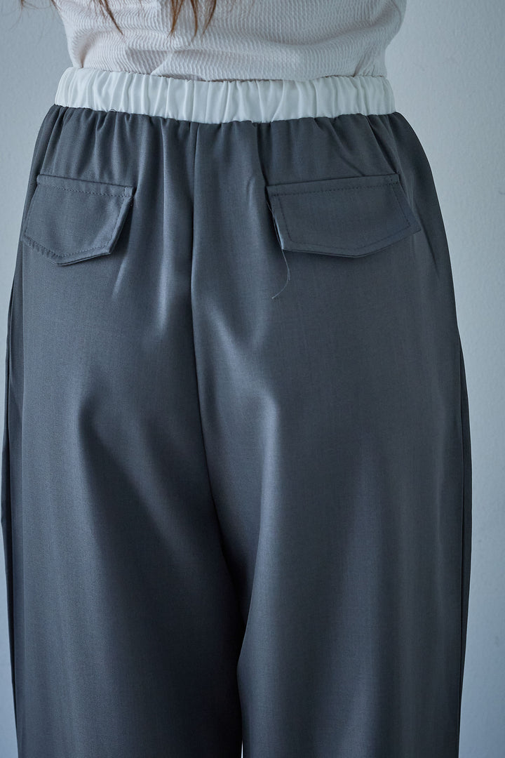 [予約]ダブルウエストゴムワイドパンツ