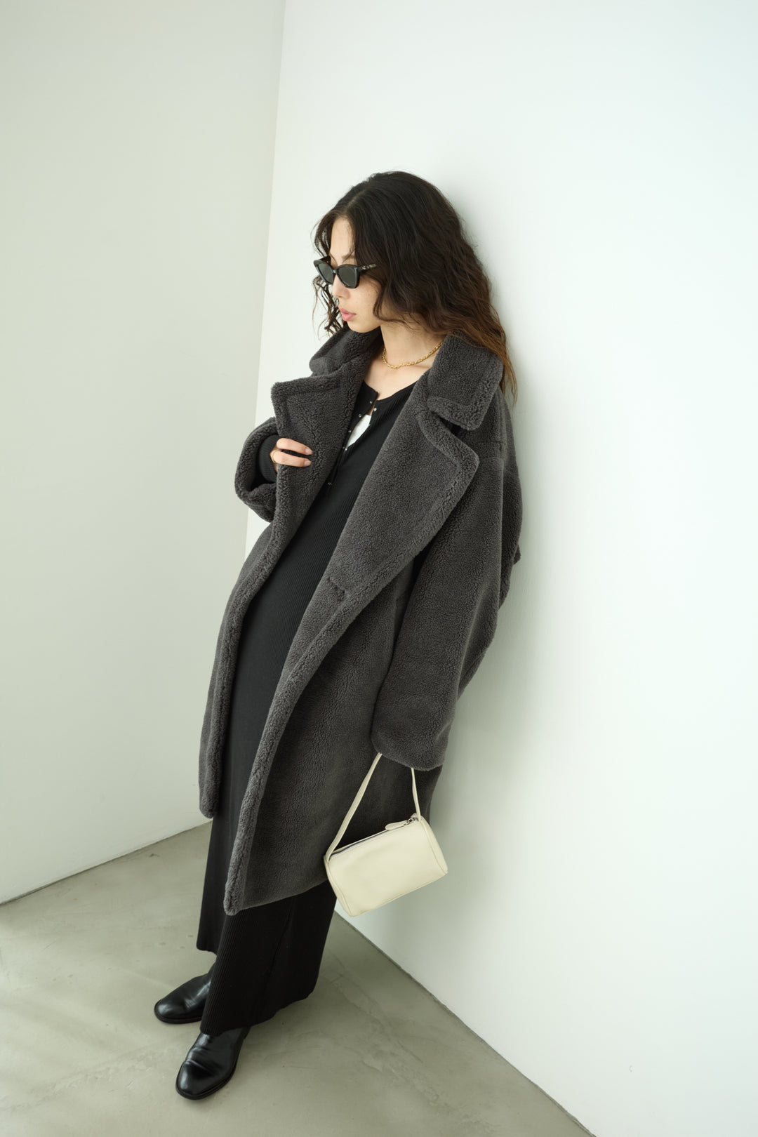 [予約/SET]テディロングコート+ヘンリーリブワンピース(2set)