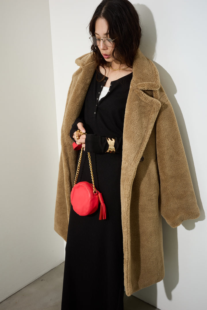 [予約/SET]テディロングコート+ヘンリーリブワンピース(2set)