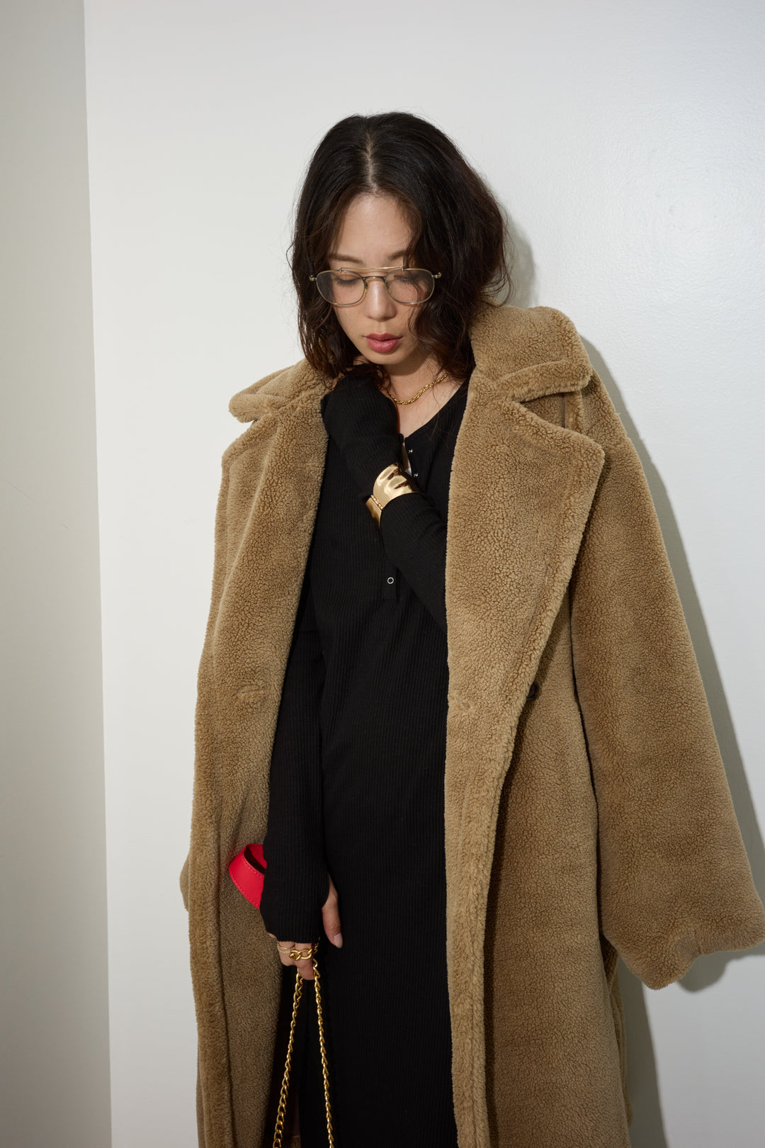 [予約/SET]テディロングコート+ヘンリーリブワンピース(2set)