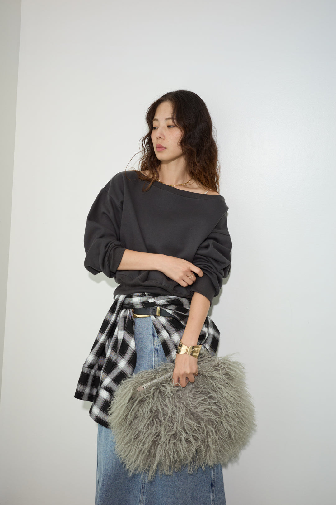 [予約/SET]裏起毛オフショルスウェット+オーセンティックデニムSK(2set)