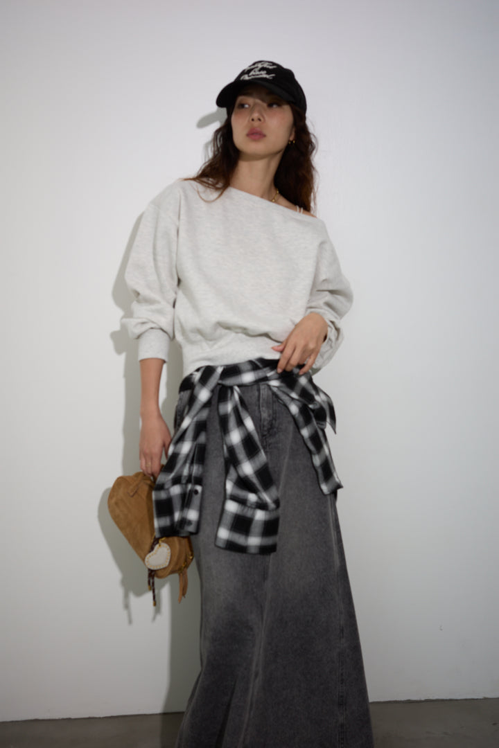 [予約/SET]裏起毛オフショルスウェット+オーセンティックデニムSK(2set)