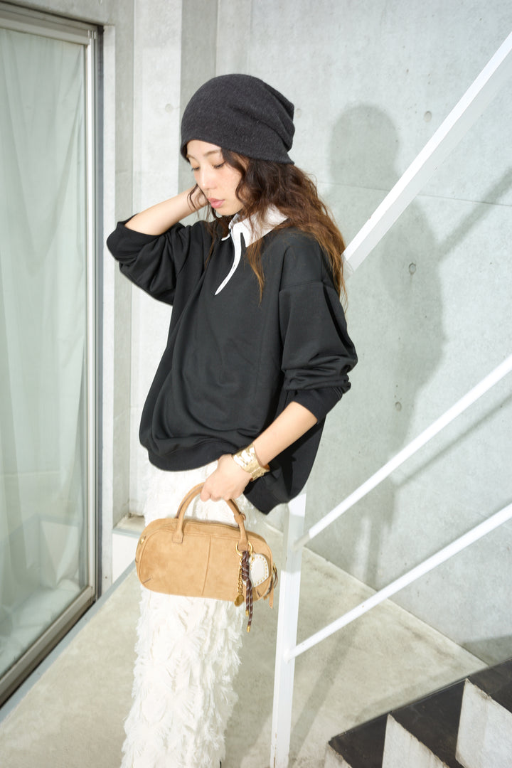 [予約/SET]プレッピースウェットPO+カットフリンジニットタイトスカート(2set)