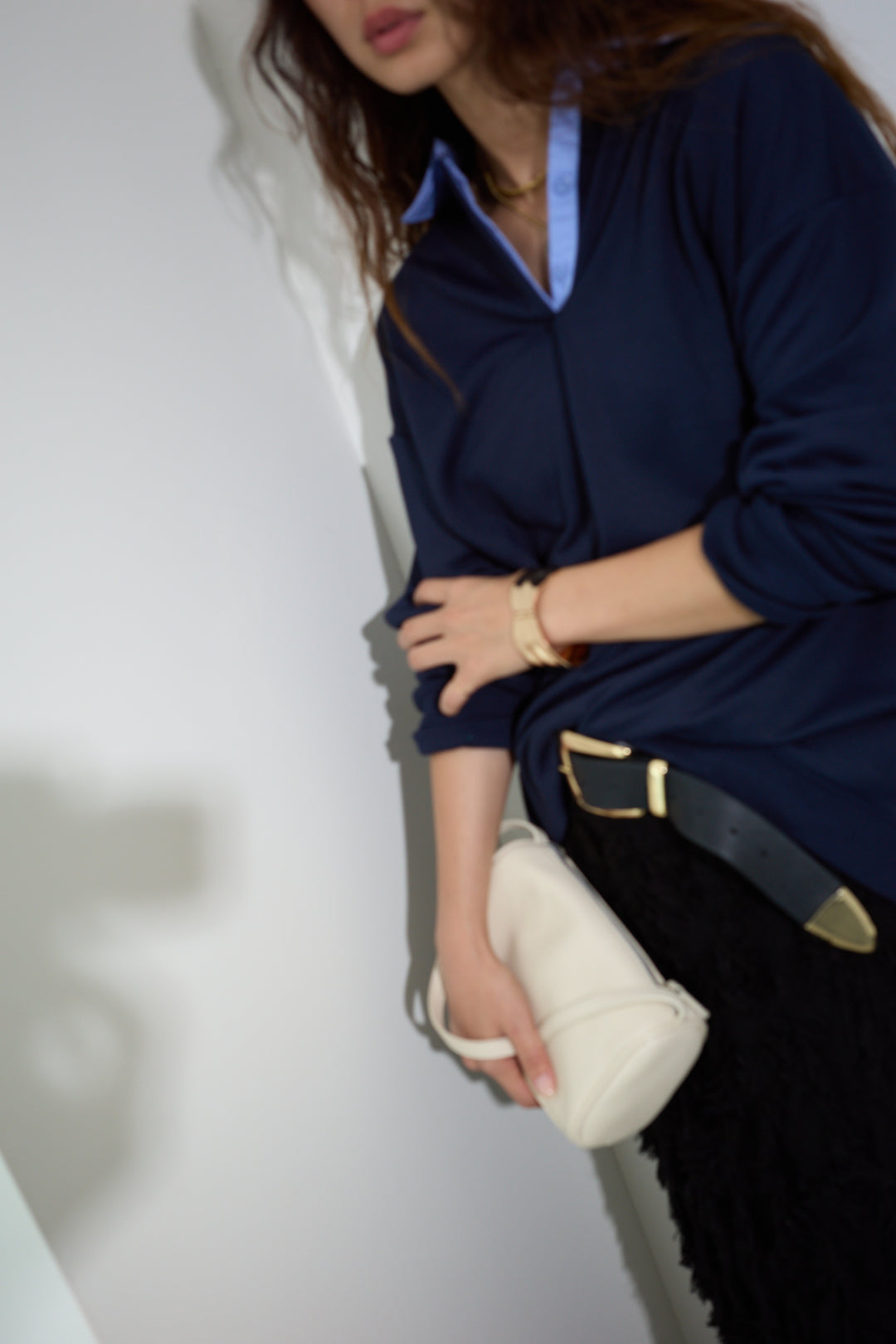 [予約/SET]プレッピースウェットPO+カットフリンジニットタイトスカート(2set)