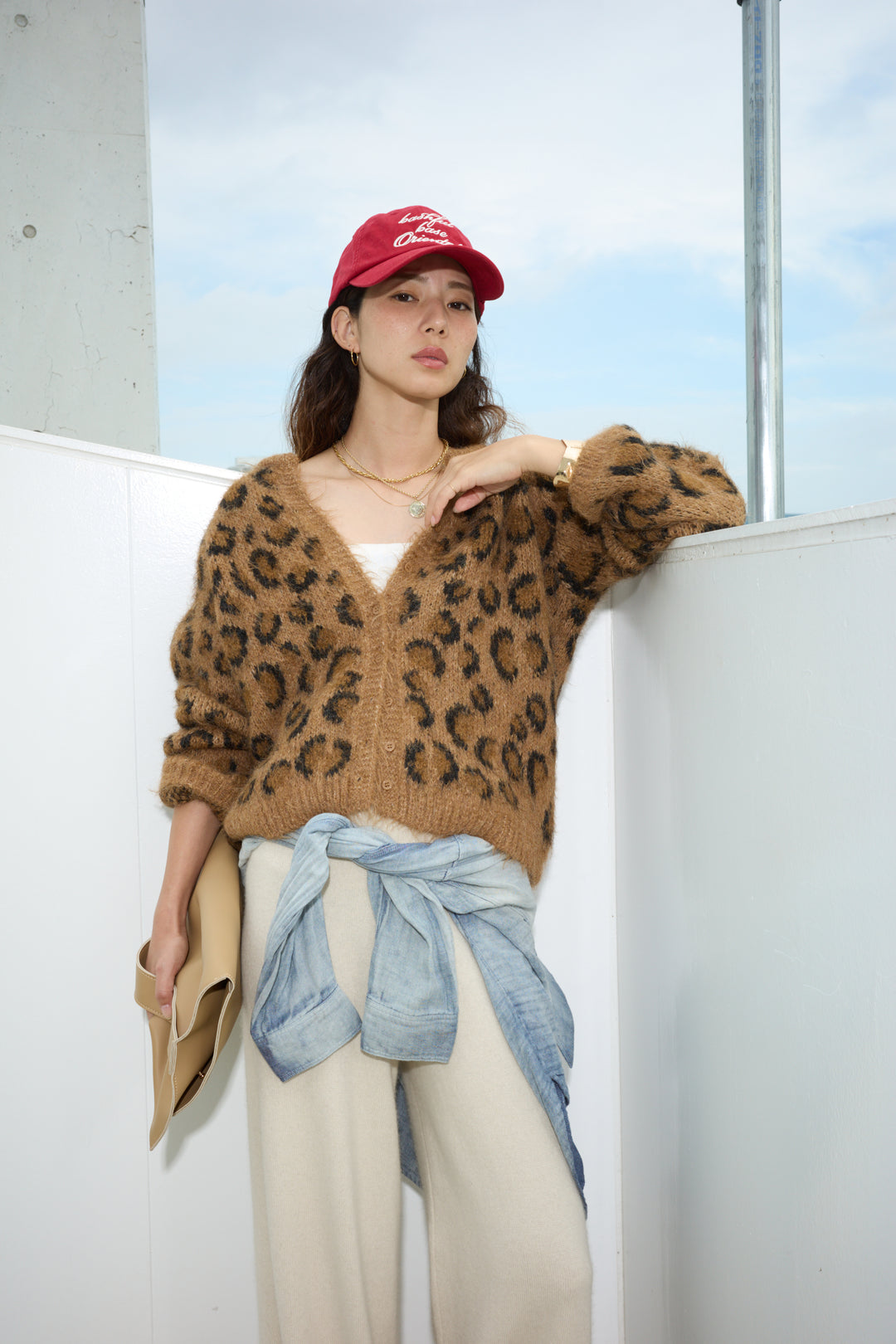 [予約/SET]レオパードニットカーディガン+リラックスニットパンツ(2set)