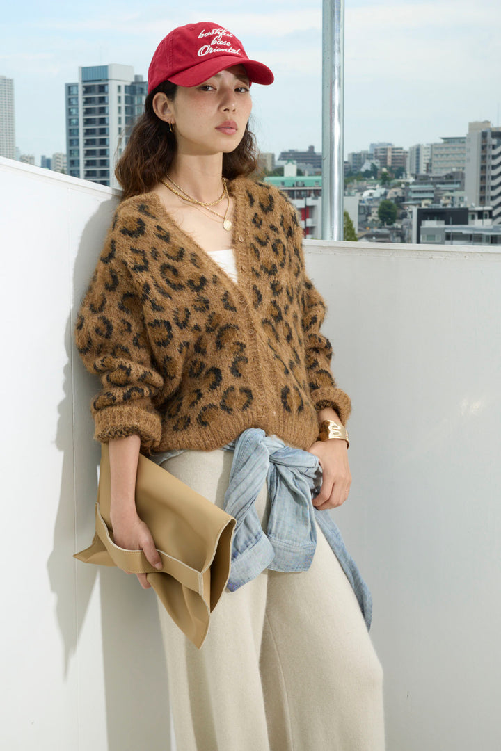 [予約/SET]レオパードニットカーディガン+リラックスニットパンツ(2set)