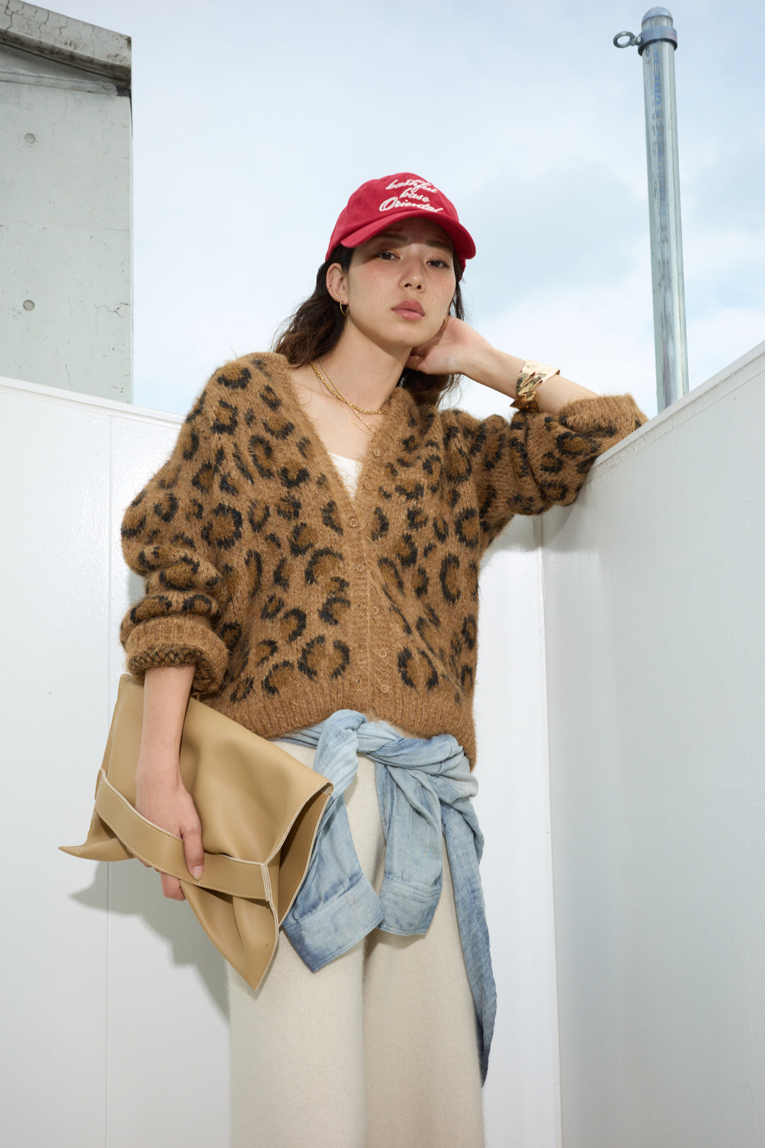 [予約/SET]レオパードニットカーディガン+リラックスニットパンツ(2set)