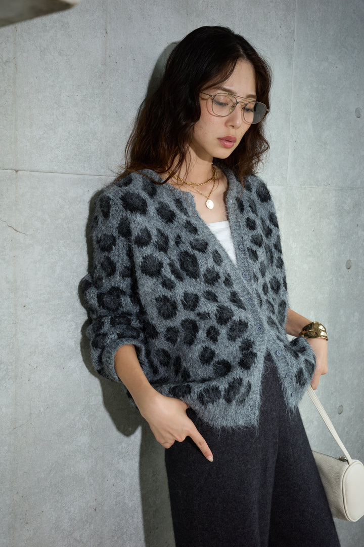 [予約/SET]レオパードニットカーディガン+リラックスニットパンツ(2set)