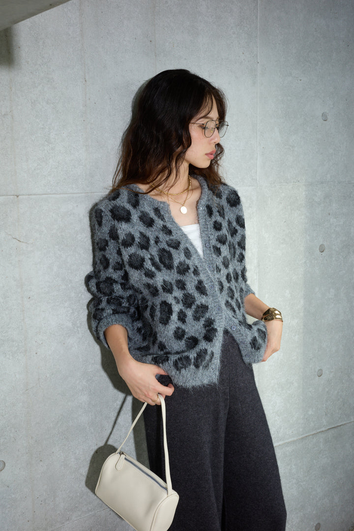 [予約/SET]レオパードニットカーディガン+リラックスニットパンツ(2set)