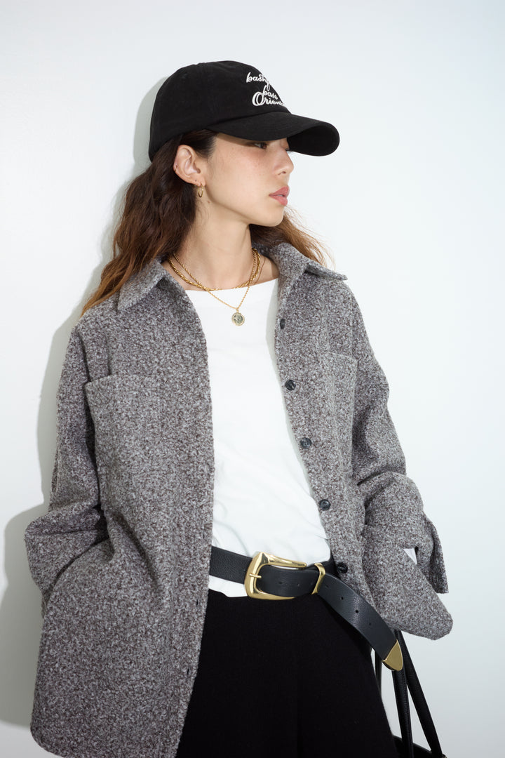 [予約/SET]ループツイードビックカフスシャツジャケット+リラックスニットパンツ(2set)