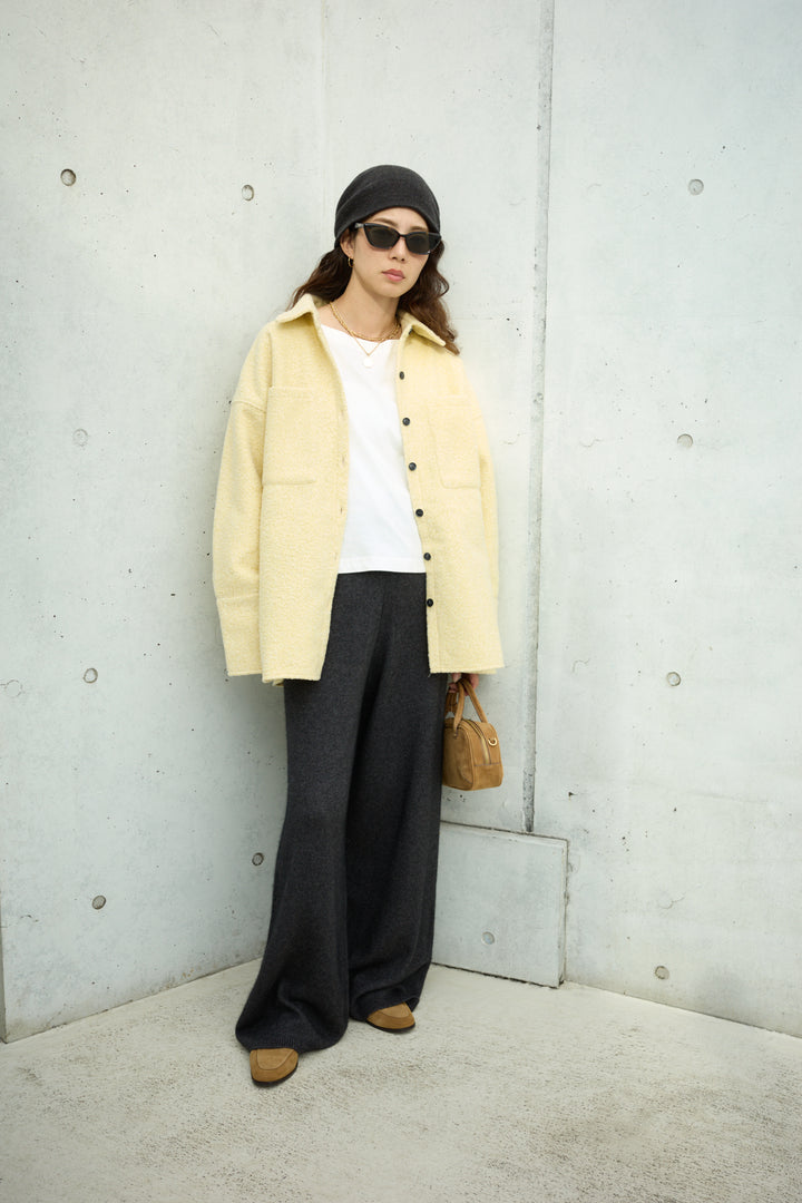 [予約/SET]ループツイードビックカフスシャツジャケット+リラックスニットパンツ(2set)