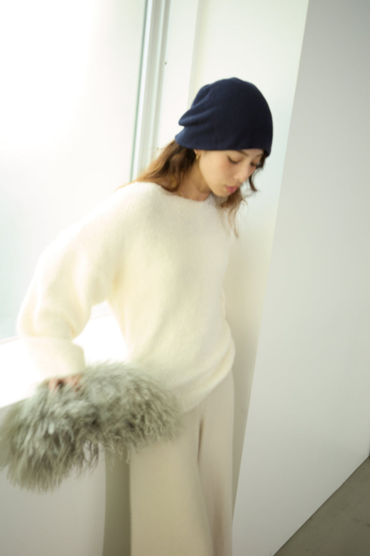 [予約/SET]アシンメトリーシアーニット+リラックスニットパンツ(2set)