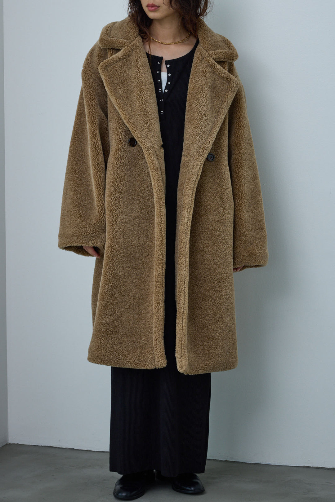 [予約/SET]テディロングコート+裏起毛カーブパンツ(2set)