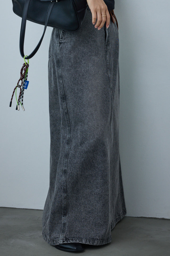 [予約/SET]ラップシャギーポンチョ+オーバーサイズデニムシャツ+オーセンティックデニムSK(3set)