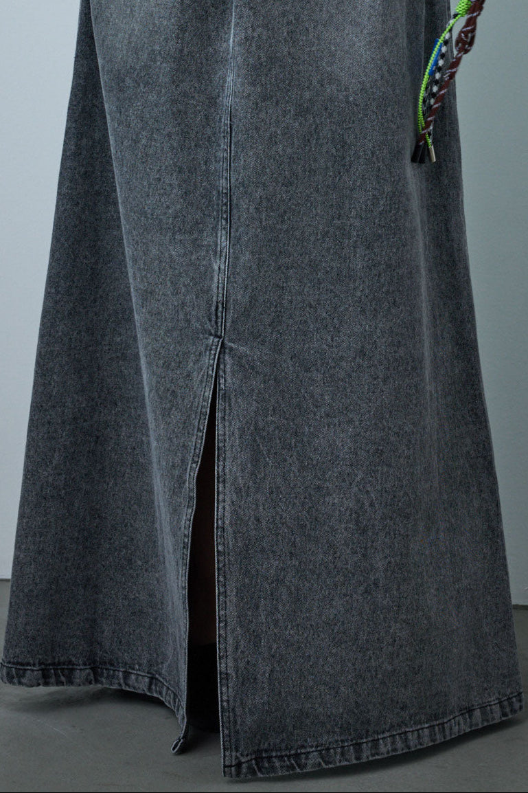 [予約/SET]ラップシャギーポンチョ+オーバーサイズデニムシャツ+オーセンティックデニムSK(3set)