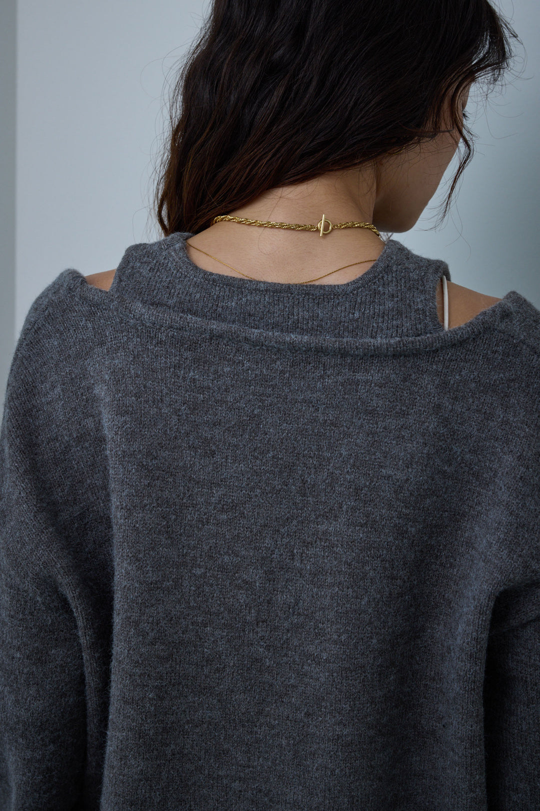 [予約/SET]肩スリットニット+カットフリンジニットタイトスカート(2set)