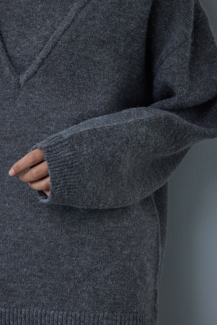 [予約/SET]肩スリットニット+カットフリンジニットタイトスカート(2set)