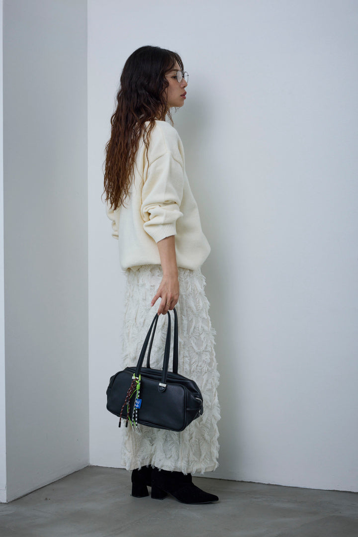 [予約/SET]肩スリットニット+カットフリンジニットタイトスカート(2set)