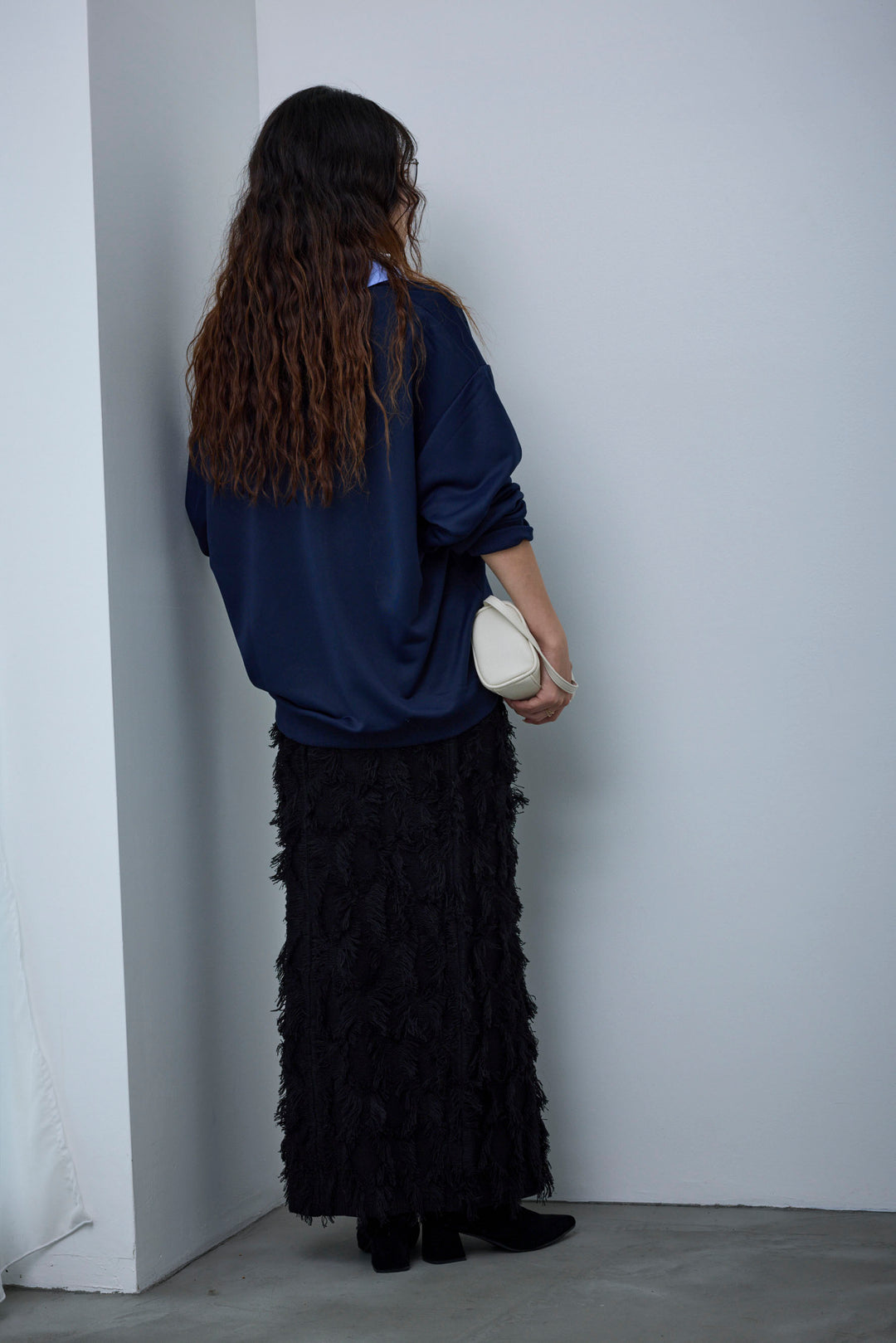 [予約/SET]プレッピースウェットPO+カットフリンジニットタイトスカート(2set)