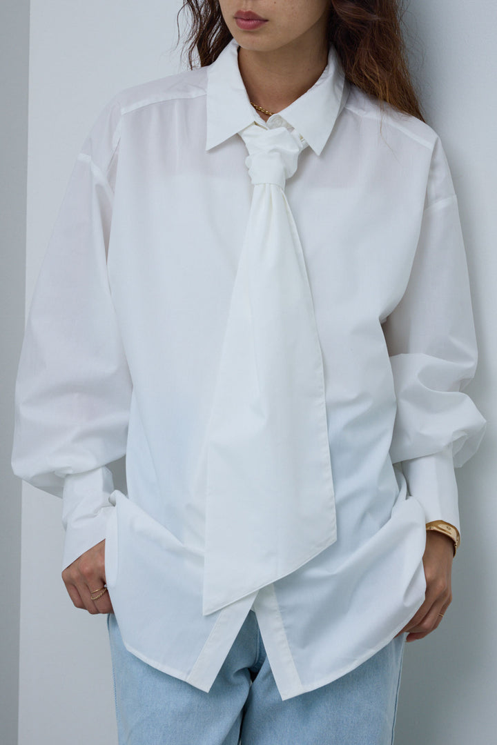 [予約/SET]レオパードニットカーディガン+ボウタイボリュームスリーブシャツ+レイヤードレッグカバーデニム(3set)