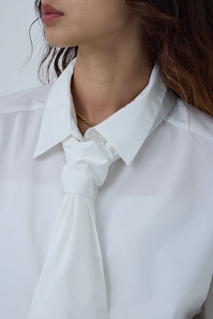 [予約/SET]レオパードニットカーディガン+ボウタイボリュームスリーブシャツ+レイヤードレッグカバーデニム(3set)