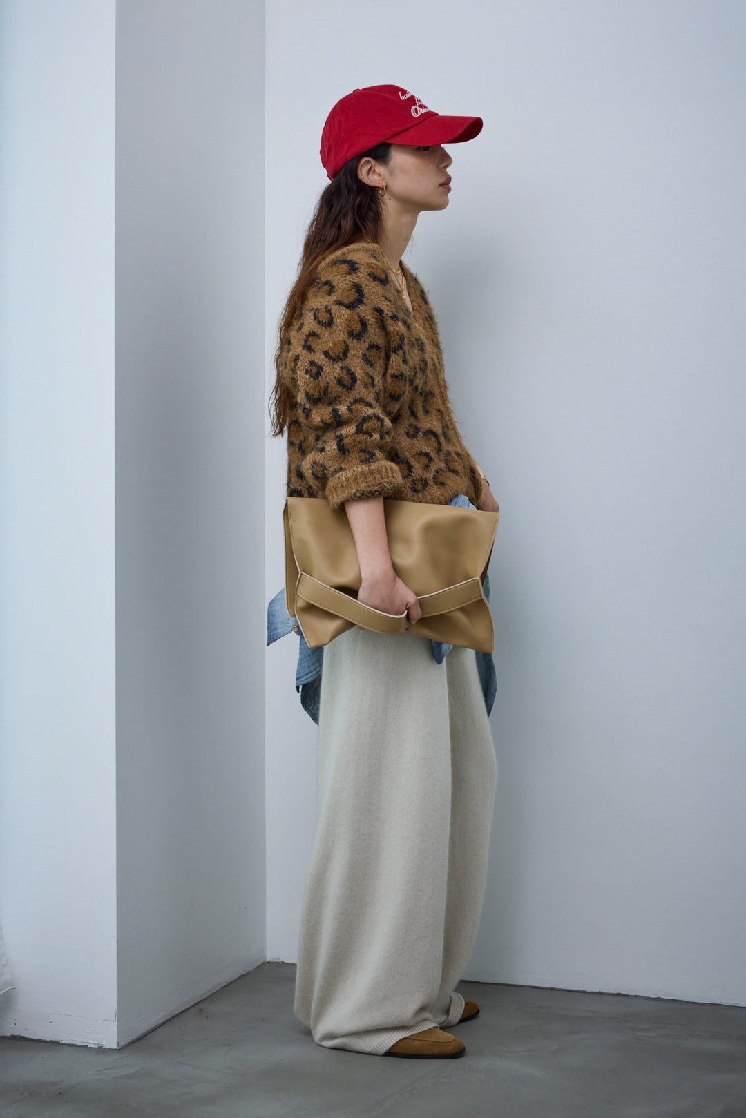 [予約/SET]レオパードニットカーディガン+リラックスニットパンツ(2set)