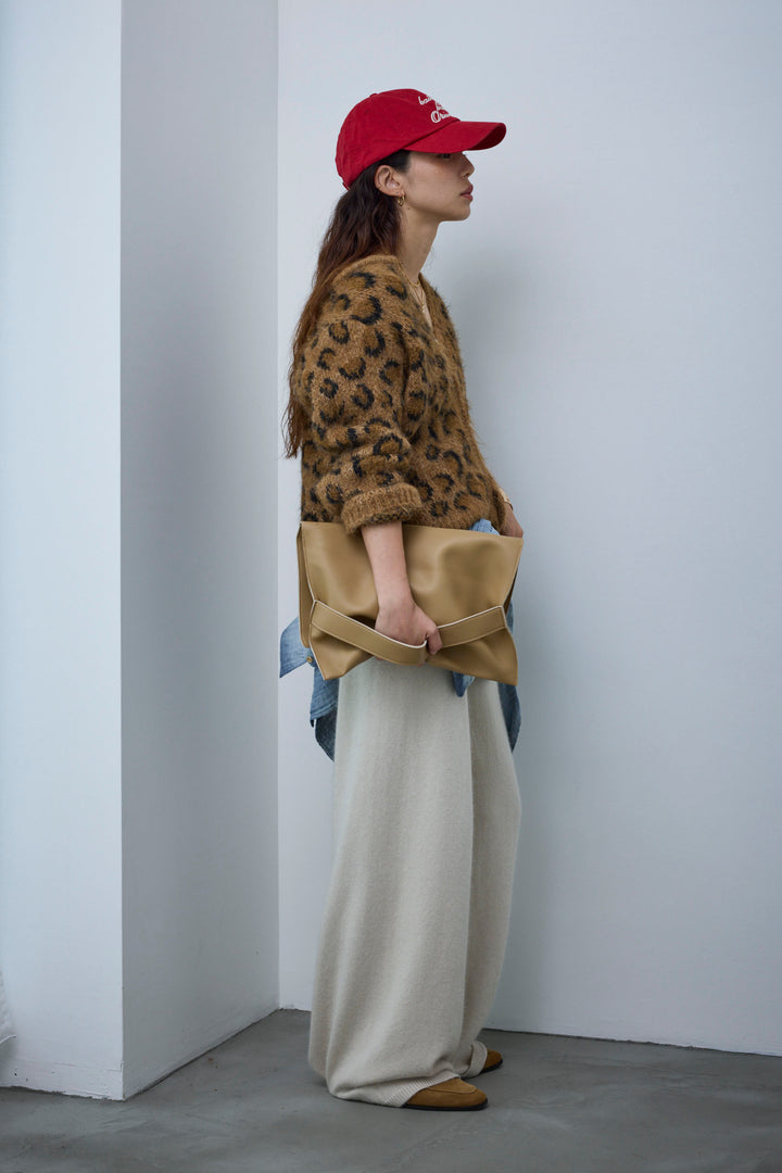 [予約/SET]レオパードニットカーディガン+リラックスニットパンツ(2set)