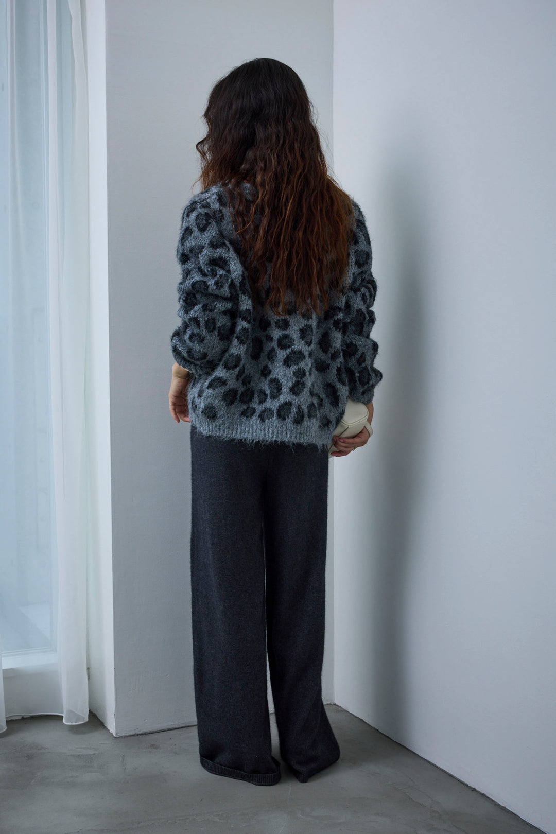 [予約/SET]レオパードニットカーディガン+リラックスニットパンツ(2set)