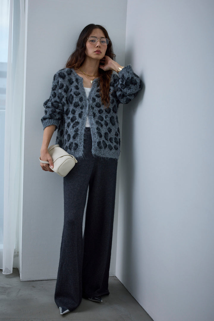 [予約/SET]レオパードニットカーディガン+リラックスニットパンツ(2set)