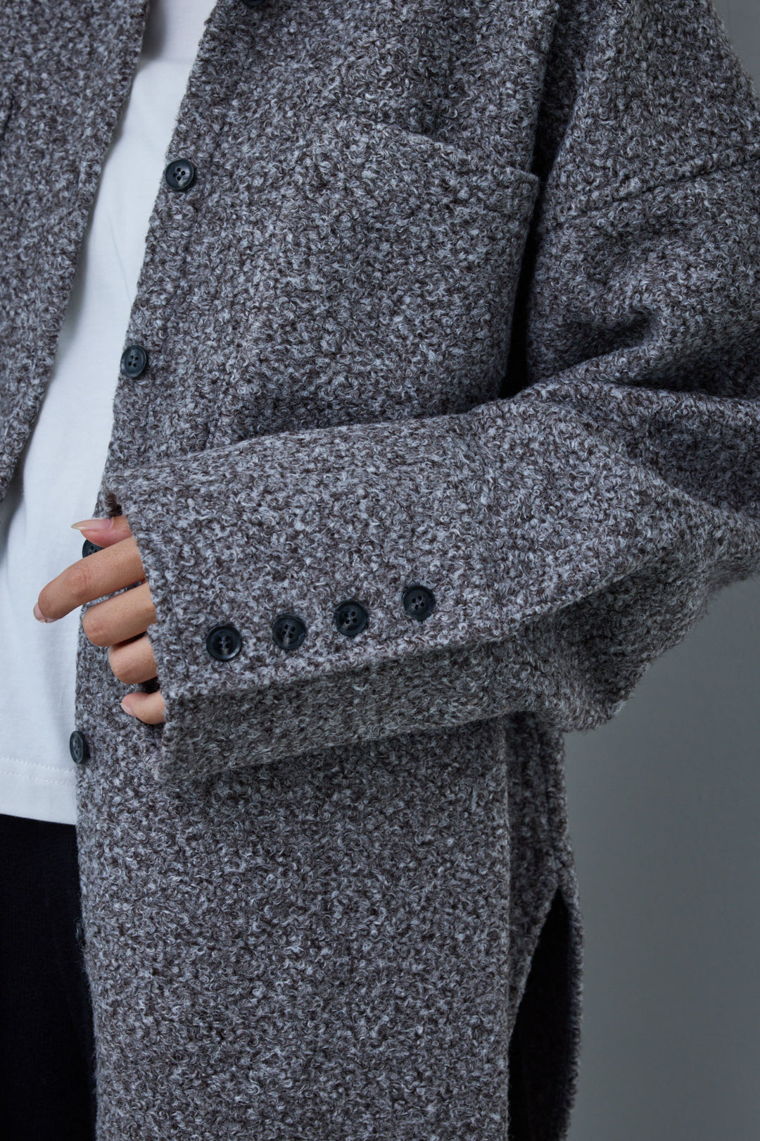 [予約/SET]ループツイードビックカフスシャツジャケット+リラックスニットパンツ(2set)