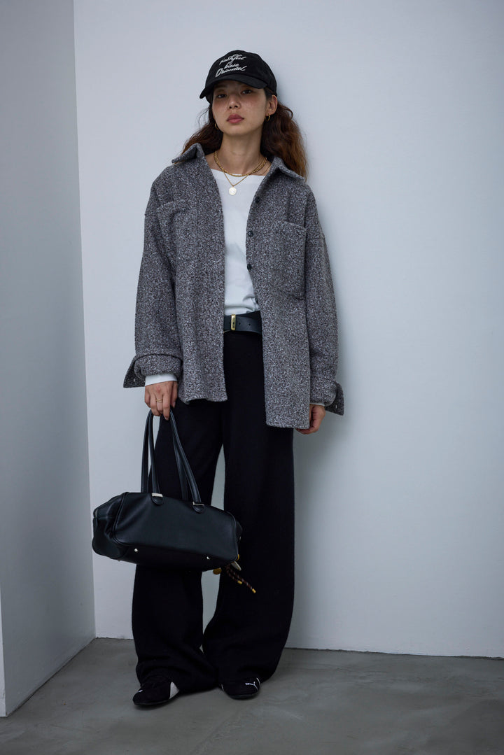 [予約/SET]ループツイードビックカフスシャツジャケット+リラックスニットパンツ(2set)