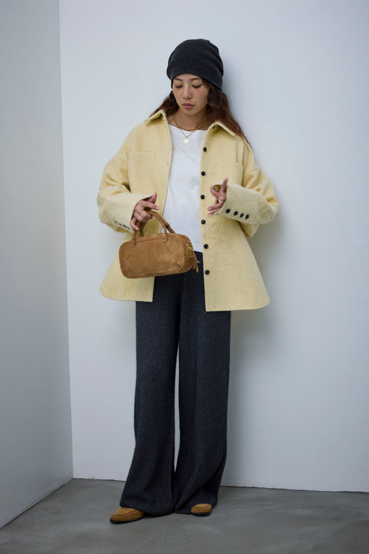 [予約/SET]ループツイードビックカフスシャツジャケット+リラックスニットパンツ(2set)