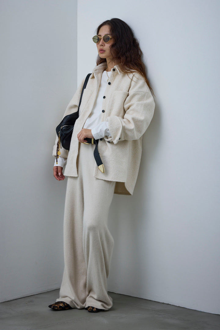 [予約/SET]ループツイードビックカフスシャツジャケット+リラックスニットパンツ(2set)