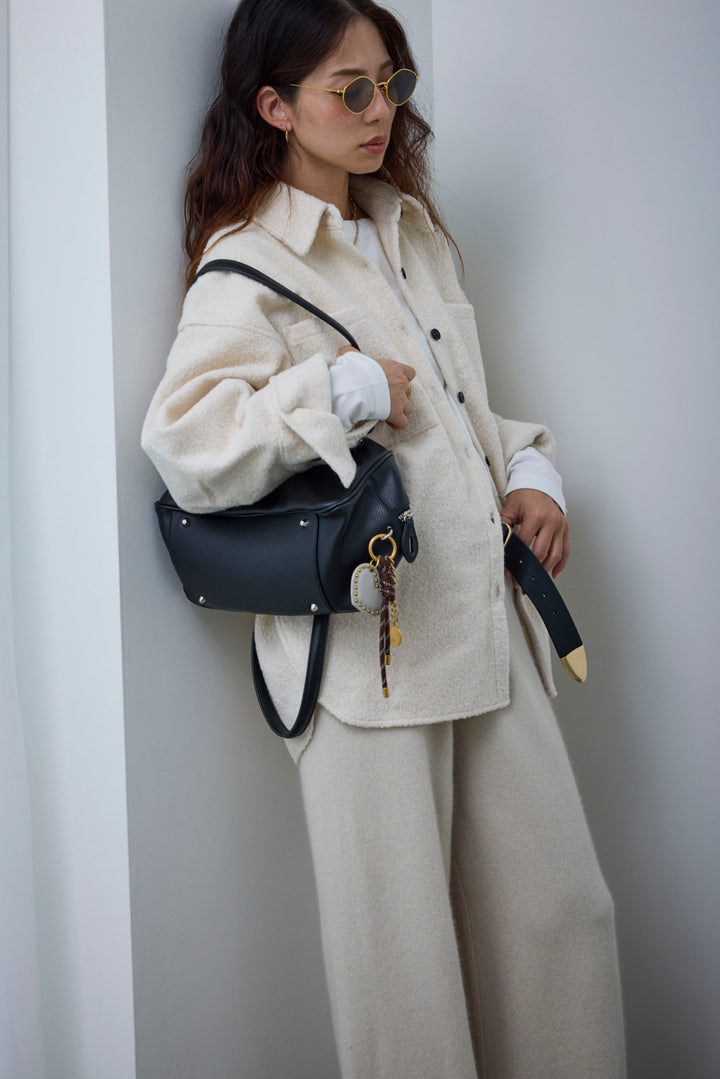 [予約/SET]ループツイードビックカフスシャツジャケット+ゆるシルエット刺繍ロンT+リラックスニットパンツ(3set)