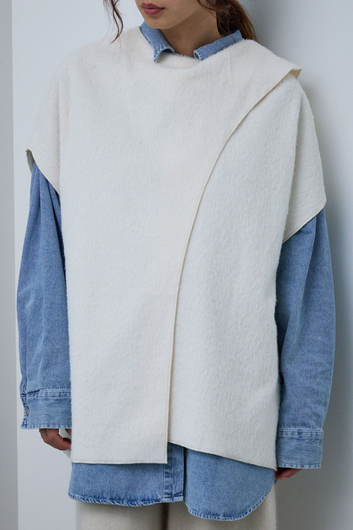 [予約/SET]ラップシャギーポンチョ+オーバーサイズデニムシャツ+オーセンティックデニムSK(3set)