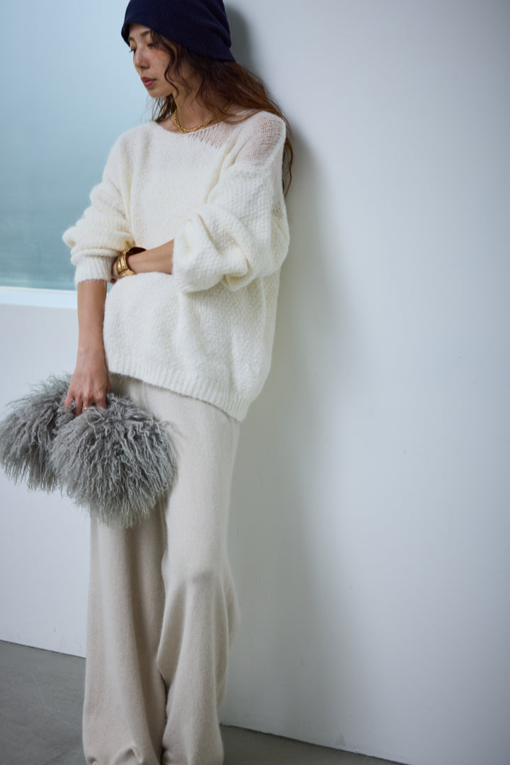 [予約/SET]アシンメトリーシアーニット+リラックスニットパンツ(2set)