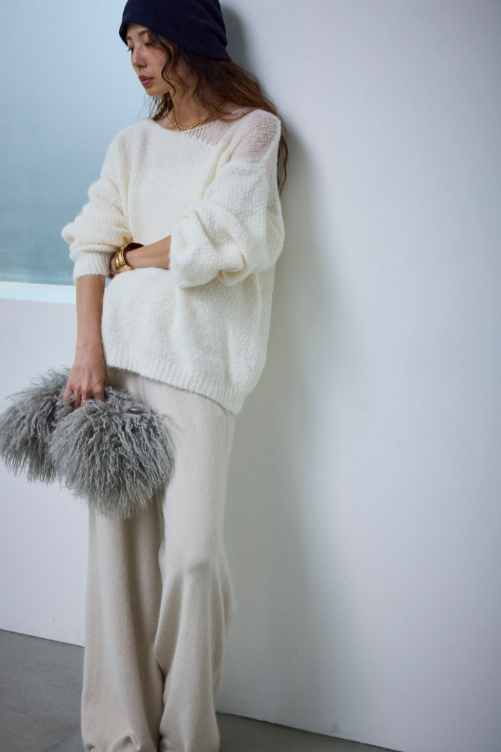 [予約/SET]アシンメトリーシアーニット+リラックスニットパンツ(2set)