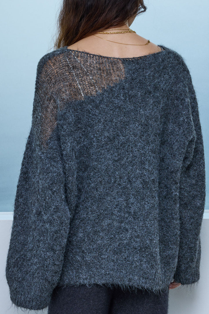 [予約/SET]アシンメトリーシアーニット+リラックスニットパンツ(2set)